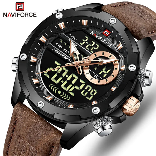 NAVIFORCE Digital Military Watch for Men: Robust, Waterproof, LED Display - The Perfect Combination of Strength and Style!